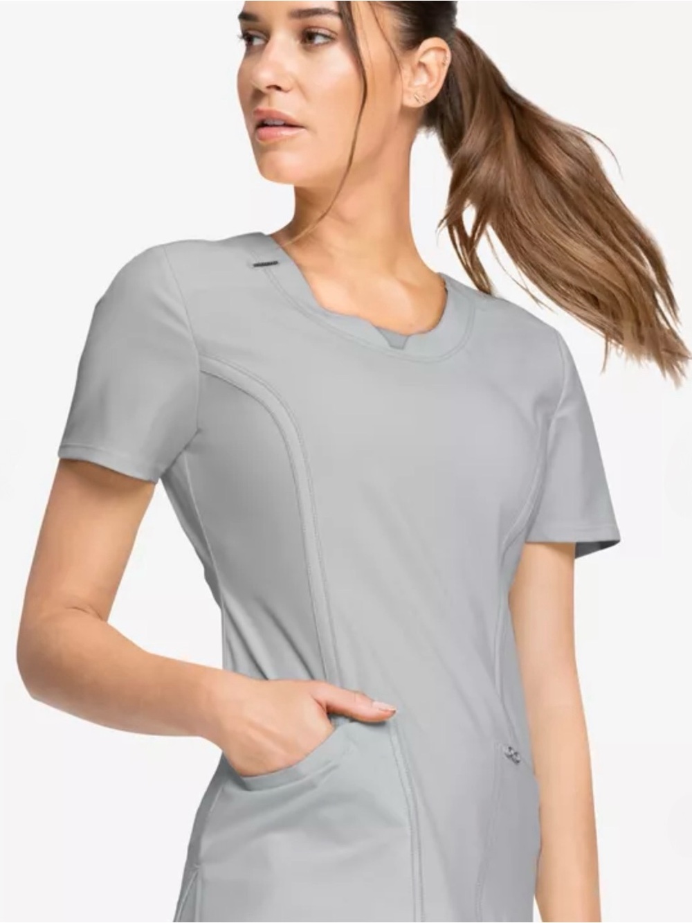 Cherokee Infinity Women's 3-Pocket STRETCH Round Neck Scrub Top NWOT Small